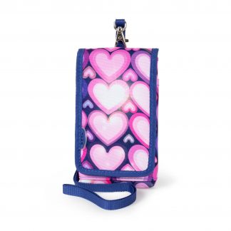 mobiltaske med lyserøde hjerter